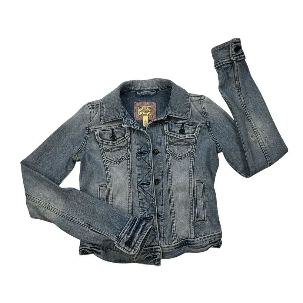 Vintage Abercrombie & Fitch Jean Distressed Jacket Light Wash Size Small